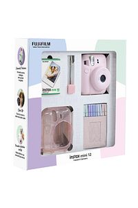 Instax mini 12 Pembe Fotoğraf Makinesi 10'lu Film Simli Pleksi Kılıf Mandal ve Kıskaçlı Resim Standı ürün fotoğrafı