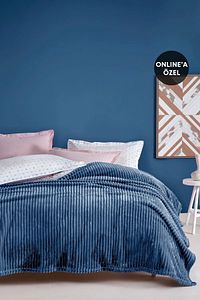 Holly Wellsoft Çift Kişilik Battaniye - Indigo ürün fotoğrafı