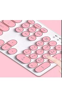 Kablosuz Klavye Mouse Seti Türkçe Q Klavye Sessiz Set Pembe ürün fotoğrafı