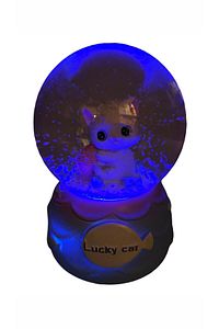 Sevimli Minnoş Kedi Lucky Cat Kar Küresi Orta Boy Hediye Işıklı Müzikli Kar Küresi ürün fotoğrafı