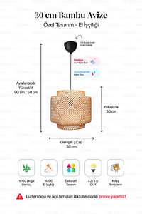 Sinnerlig Bambu Avize 30cm - Iskandinav, Modern, Bohem, Rattan Avize, Aydınlatma ürün fotoğrafı