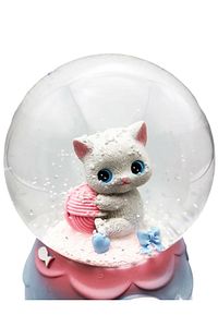 Sevimli Minnoş Kedi Lucky Cat Kar Küresi Orta Boy Hediye Işıklı Müzikli Kar Küresi ürün fotoğrafı