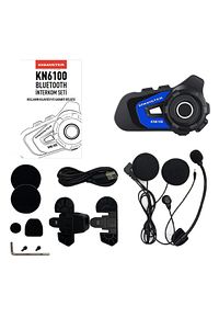 Kn6100 Motosiklet Kask Interkom Bluetooth Intercom Kulaklık Seti Mavi ürün fotoğrafı