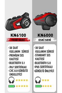 Kn6100 Motosiklet Kask Interkom Bluetooth Intercom Kulaklık Seti Mavi ürün fotoğrafı