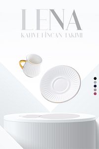 Lena Gold Yaldız Renkli 6 Kişilik Porselen Kahve Fincanı Takımı ürün fotoğrafı