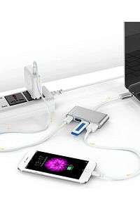 4in1 Type-c Usb Hub Çoklu Adaptör : 3x Usb 3.0 1x Usb-c Hızlı Şarj Ve Data Aktarımı Portu. ürün fotoğrafı