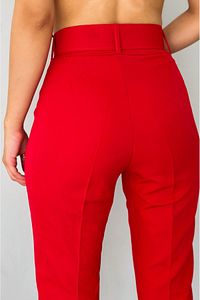 Kırmızı Kruvaze Blazer Ceket Havuç Pantolon Takım Elbise ürün fotoğrafı