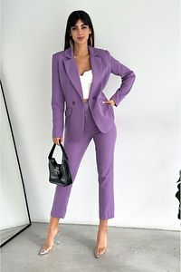 Lila Kruvaze Blazer Ceket Havuç Pantolon Takım Elbise ürün fotoğrafı