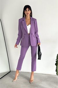 Lila Kruvaze Blazer Ceket Havuç Pantolon Takım Elbise ürün fotoğrafı