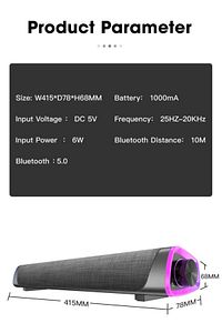 RGB Bas Soundbar Tv Ses Sistemi ve Bilgisayar Masaüstü Bluetooth Hoparlör Subwoofer ürün fotoğrafı