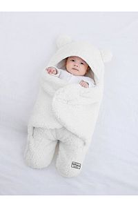 0-4 Ay Bebek Dış Kundak Uyku Tulumu Kıvırcık Wellsoft Peluş Kırık Beyaz ürün fotoğrafı