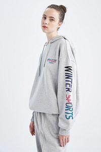 Fit Oversize Fit Kapüşonlu Içi Yumuşak Tüylü Sweatshirt ürün fotoğrafı