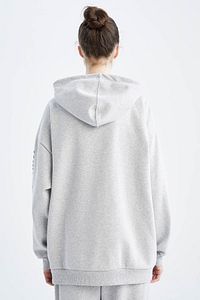 Fit Oversize Fit Kapüşonlu Içi Yumuşak Tüylü Sweatshirt ürün fotoğrafı