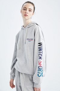 Fit Oversize Fit Kapüşonlu Içi Yumuşak Tüylü Sweatshirt ürün fotoğrafı
