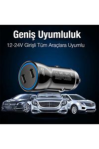 60w 2 Type-c Çıkışlı Araç Içi Çakmaklık Hızlı Şarj Başlığı uyumlu ürün fotoğrafı