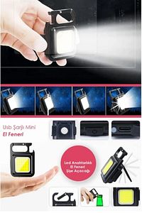 Mini Led Lamba Şarj Edilebilir Aydınlatma Kamp Avcılık Cep Boy El Feneri ürün fotoğrafı