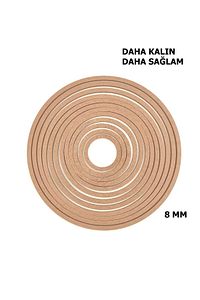 12'li Ham Mdf, 8mm Kalınlık, 30 Cm Kasnak, Boyanabilir Vidasız Kasnak, Makrome Halkası, Düş Kapanı ürün fotoğrafı