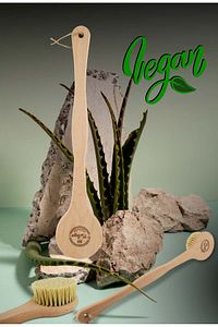 % 100 Doğal Kaktüs Kılı(Tampiko Otu) Vegan Ahşap Banyo Duş Vücut Fırçası ürün fotoğrafı