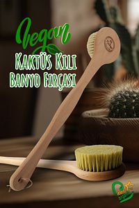 % 100 Doğal Kaktüs Kılı(Tampiko Otu) Vegan Ahşap Banyo Duş Vücut Fırçası ürün fotoğrafı