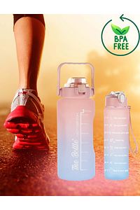 Motivasyonel 2li Pipetli Stickerlı Su Matarası Suluk 2lt 750ml Yavrulu Tritan Spor Salonu Su Şişesi ürün fotoğrafı