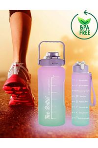 Motivasyonel 2li Pipetli Stickerlı Su Matarası Suluk 2lt 750ml Yavrulu Tritan Spor Salonu Su Şişesi ürün fotoğrafı