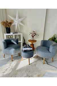Çay Seti Ikili Koltuk Berjer Ve Puf Takımı (salon, Balkon, Ofis) 3 Lü Takım ürün fotoğrafı