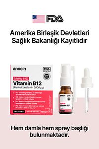 Methyl Cobalamin B12 Sprey 1000 Mcg 2000 Ug 10 ml B12 Vitamin ürün fotoğrafı