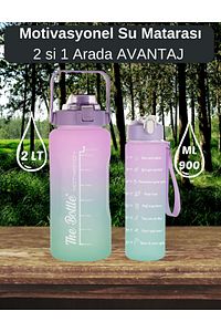 The Bottle Motivasyonel 2li Su Matarası Su Şişesi Suluk 2lt 750ml Yavrulu Tritan Su Şişesi Suluk ürün fotoğrafı