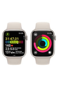 Watch Series 9 GPS MR963TU/A 45 mm Yıldız Işığı Alüminyum Kasa ve Yıldız Işığı Spor Kordon - S/M ürün fotoğrafı