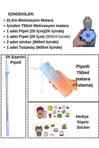 Motivasyonel 2li Su Matarası Su Şişesi Suluk 2lt+900ml Yavrulu Tritan Spor Salonu Su Şişesi Suluk ürün fotoğrafı
