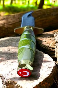 Outdoor Bıçak El Yapımı Dövme Çelik Bıçak Komando Rambo Kamp Av Bıçak Çakı Kılıflı (28 Cm) ürün fotoğrafı