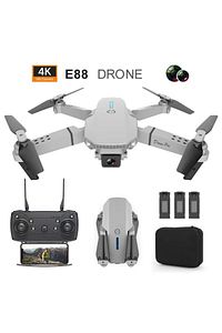 E88 DRONE 4K HD ÇİFT KAMERALI DRONE APP KONTROL WİFİ Lİ KATLANABİLİR QUATCOPTER X3 BATARYA ürün fotoğrafı