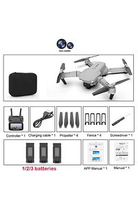 E88 DRONE 4K HD ÇİFT KAMERALI DRONE APP KONTROL WİFİ Lİ KATLANABİLİR QUATCOPTER X3 BATARYA ürün fotoğrafı