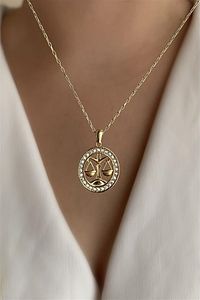 925 Ayar 2,8 Gram Terazi Burcu Gold Kolye ürün fotoğrafı