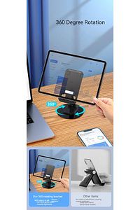 Yüksek Kaliteli Katlanabilir 360 Dönebilen Ayarlanabilir Telefon Tutucu Masa Üstü Tablet Standı ürün fotoğrafı