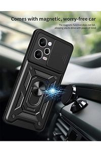 Xiaomi Poco X5 Pro 5g Kılıf Kamera Korumalı Sürgülü Yüzüklü Armor Military Tank Darbe Emici Kapak ürün fotoğrafı