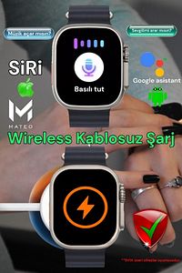 Akıllı Saat Watch 8 Ultra 45mm 1.99 İnç Türkçe Tüm Telefonlara Uyumlu Gümüş Kasa smartwatch Siyah ürün fotoğrafı