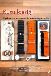 Akıllı Saat Watch 8 Ultra 45mm 1.99 İnç Türkçe Tüm Telefonlara Uyumlu Gümüş Kasa smartwatch Siyah ürün fotoğrafı