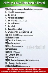 21 Parça Asker Malzeme Seti - Asker Cüzdanı Tabanlık Bot Boyası Kilit - Bedelli Askerlik Malzemeleri ürün fotoğrafı