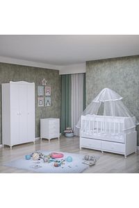Elegant Yıldız 3 Kapaklı Bebek Odası Takımı - Yatak Ve Uyku Seti Kombinli- Uykuseti Beyaz ürün fotoğrafı