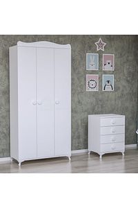 Elegant Yıldız 3 Kapaklı Bebek Odası Takımı - Yatak Ve Uyku Seti Kombinli- Uykuseti Beyaz ürün fotoğrafı