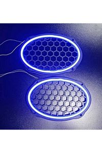 Oval 6x9 Hoparlör Kapağı Plastik Neon MaviI ışıklı Vidalanabilir ürün fotoğrafı