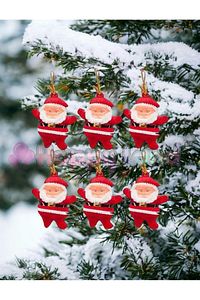 Yılbaşı Ağacı Süsü 6'lı Noel Baba Asma Süs Kırmızı Renk Çam Ağacı Süsü ürün fotoğrafı