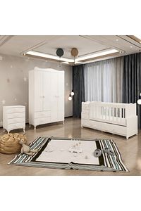 Melina Yıldız Beyaz 4 Kapaklı Bebek Odası Takımı - Beyaz ürün fotoğrafı