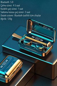 Akıllı Saat Plus Dokunmatik Powerbank Özellikli F9 Kablosuz Bluetooth Kulaklık Ikili Ios Android ürün fotoğrafı