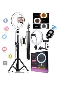 Kumandalı Youtuber Tiktok Selfi Işıklı Telefon Tutucu Makyaj Işığı Ring Light 10 Inç 2.1 M Tripod ürün fotoğrafı