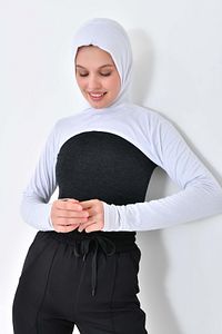 2’li Paket Boneli Boyunluklu Kolluk Siyah Beyaz Kapüşonlu Boyunluk Bere Sporcu Tesettür Bone ürün fotoğrafı