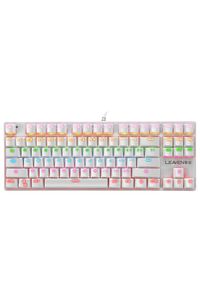 Leaven K550 Usb Rgb Led Kablolu 87 Tuşlu Mekanik Gaming Oyuncu Klavyesi - Beyaz (MAVİ SWİTCH) ürün fotoğrafı