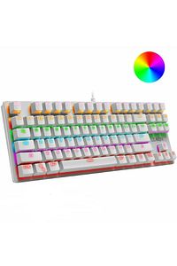 Leaven K550 Usb Rgb Led Kablolu 87 Tuşlu Mekanik Gaming Oyuncu Klavyesi - Beyaz (MAVİ SWİTCH) ürün fotoğrafı