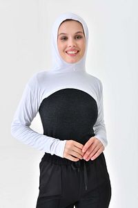 2’li Paket Boneli Boyunluklu Kolluk Siyah Beyaz Kapüşonlu Boyunluk Bere Sporcu Tesettür Bone ürün fotoğrafı